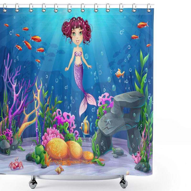 Personality  Beautiful Brunette Mermaid Shower Curtains