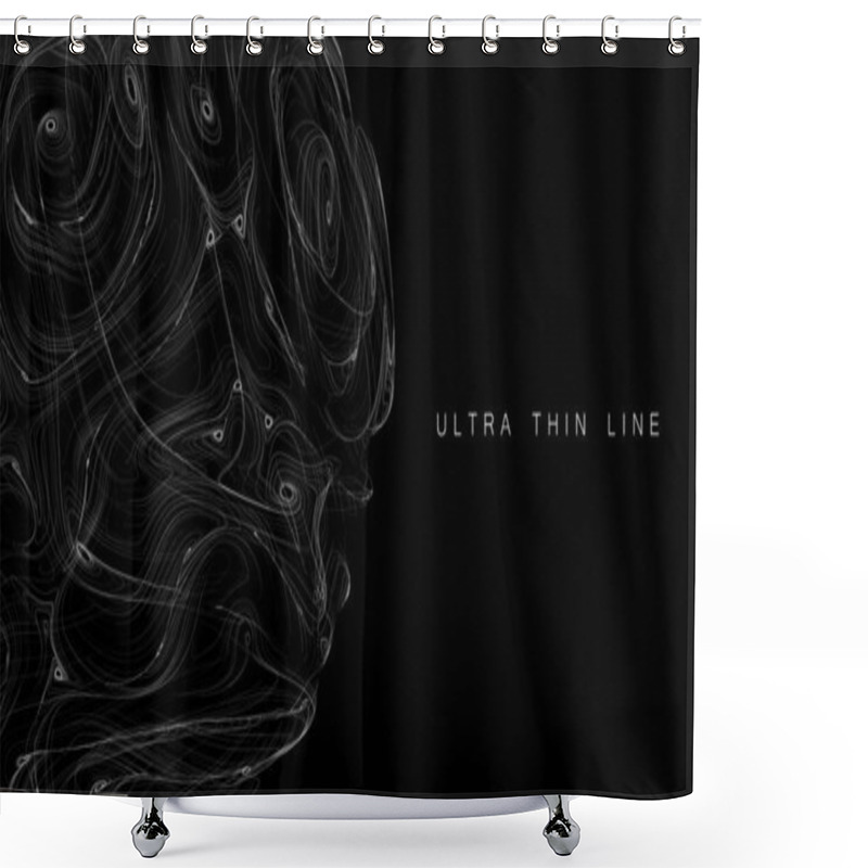 Personality  Ultra Thin Line Fluid Geometry. Dynamic Vector Distorted Spheres. Digital Fractal 3d Swirl. Futuristic Sound Or Data Waveform. Chaotic Particle Wave Motion Trails Shower Curtains