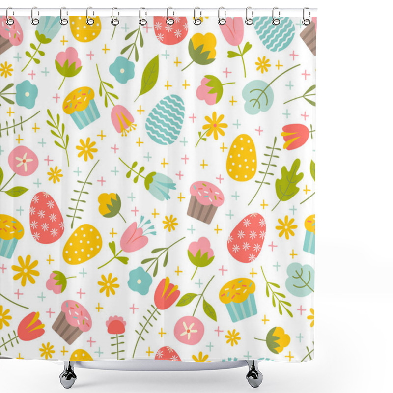 Personality  Seamless Background On Easter Theme Shower Curtains