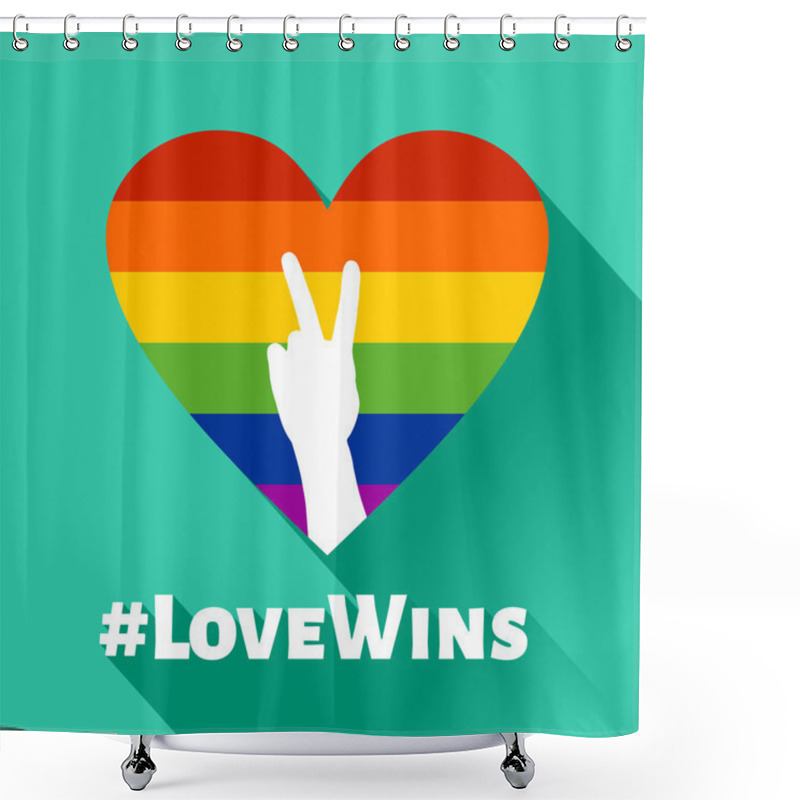 Personality  Love Wins - LGBT Heart Shower Curtains