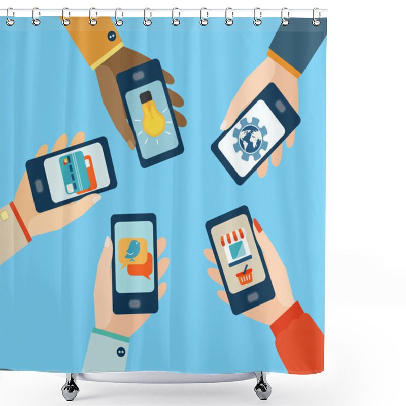 Personality  Concept For Mobile Apps Shower Curtains