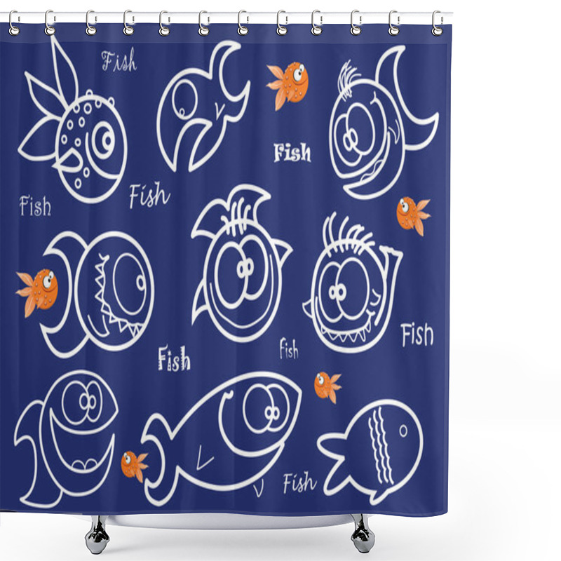 Personality  Vector Funny Fish,vector Goldfish Shower Curtains