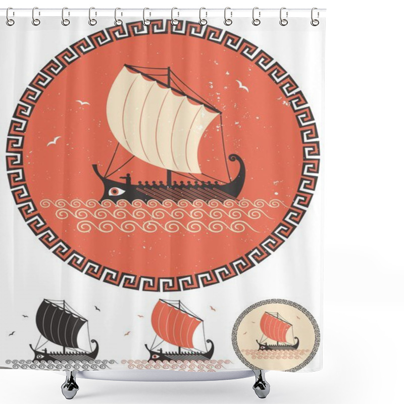 Personality  Greek Ship Shower Curtains