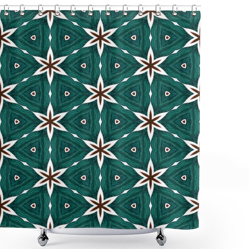 Personality  Abstract Green Texture Or Background With Red Stars With Christmas Look Made Seamless Shower Curtains