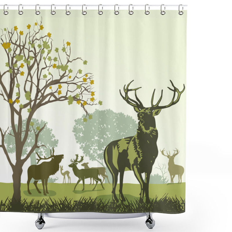 Personality  Deer And Wildlife In Autumn Shower Curtains