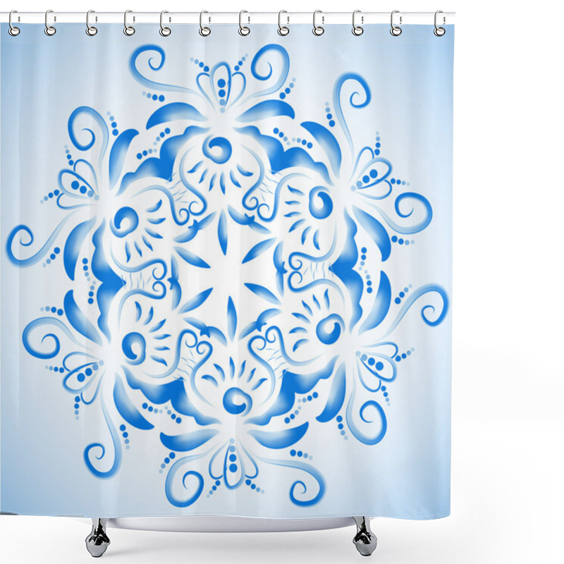 Personality  Pattern With Folk Art Flowers Shower Curtains