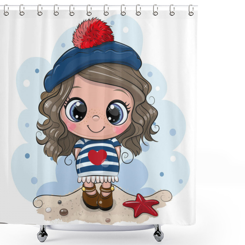 Personality  Baby Cartoon Girl In Sailor Costume Shower Curtains