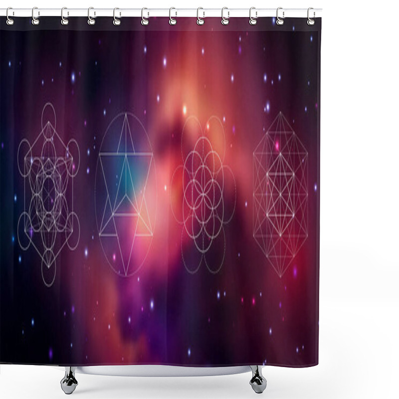 Personality  Mystical Sacred Geometry Vector Symbol. Spirituality, Harmony Illustration Shower Curtains