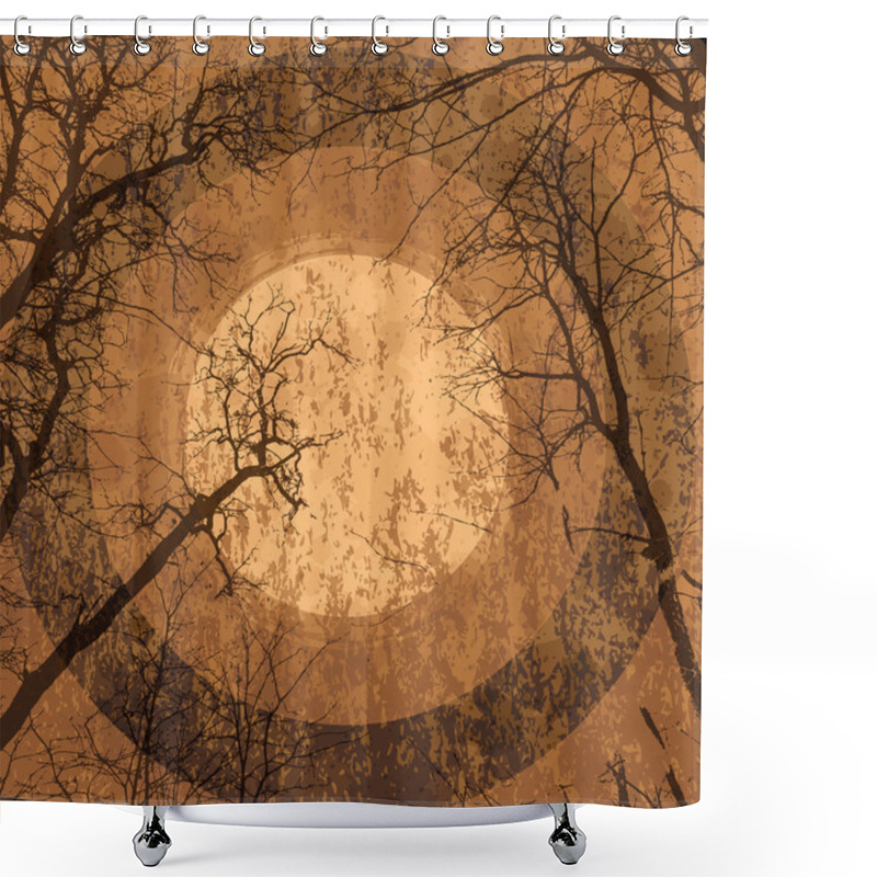 Personality  Tree Silhouettes Grunge Background Shower Curtains