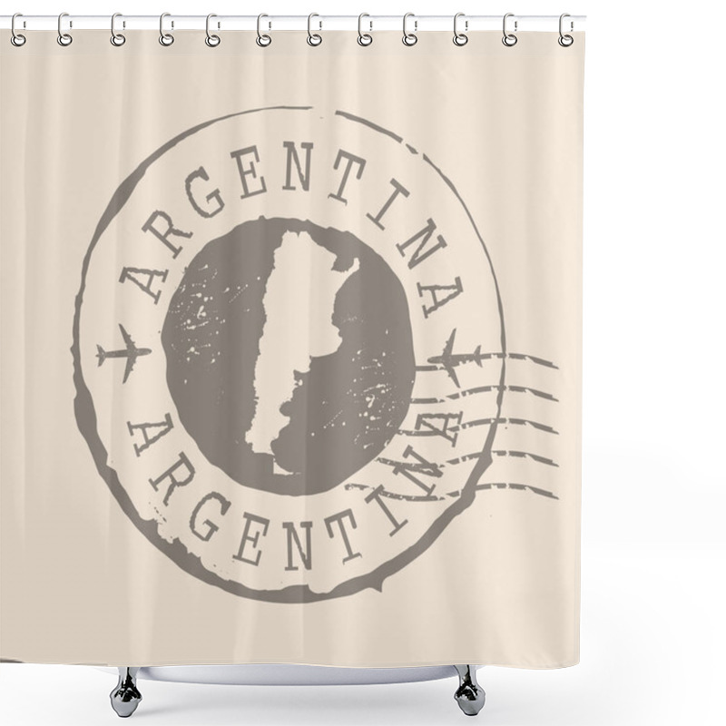 Personality  Stamp Postal Of Argentina. Map Silhouette Rubber Seal.  Design Retro Travel. Seal Of Map Argentine Republic Grunge  For Your Design.  EPS10 Shower Curtains