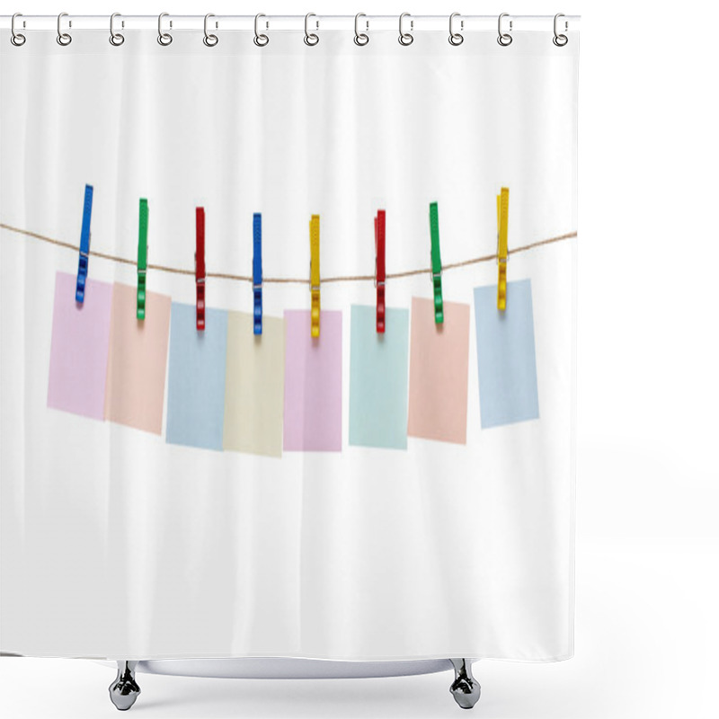 Personality  Clothes Peg And Note Paper On Clothes Line Rope Shower Curtains