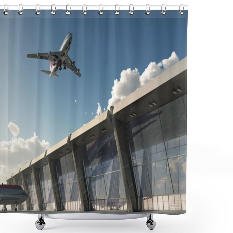 Personality  Airplane In Airport Shower Curtains