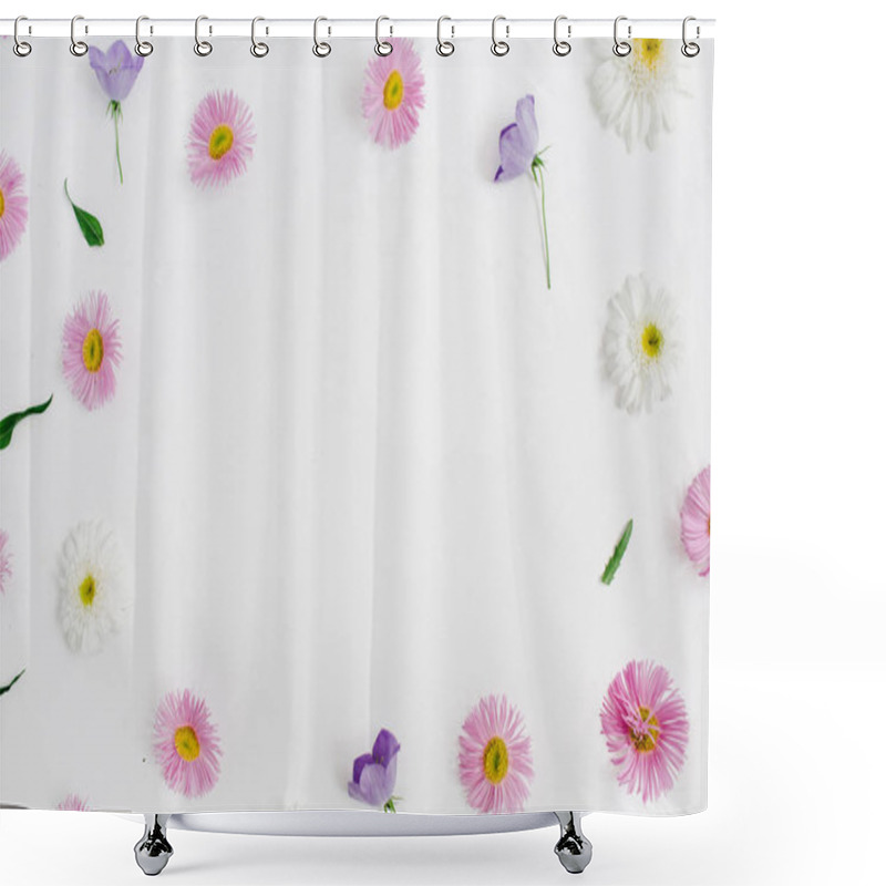 Personality   White And Pink Chamomile Daisy Flowers Shower Curtains