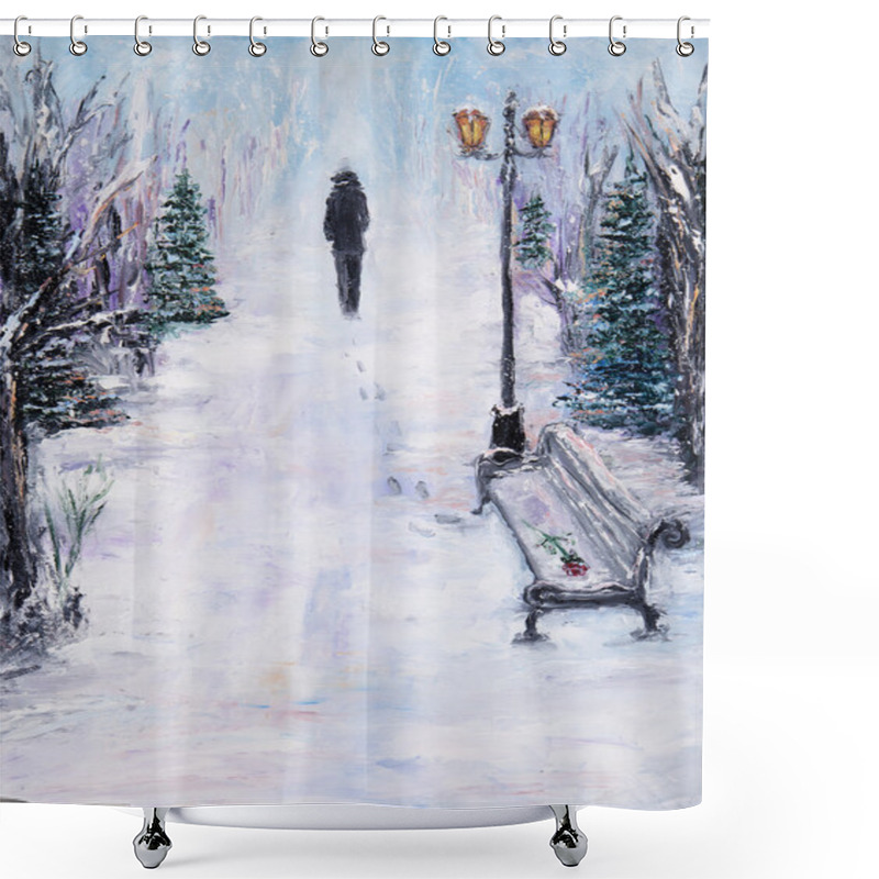 Personality  Alone In Park Shower Curtains