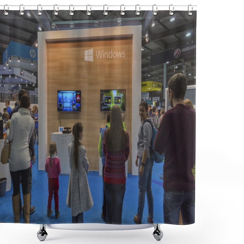 Personality  Microsoft Company Booth At CEE 2015, The Largest Electronics Trade Show In Ukraine Shower Curtains