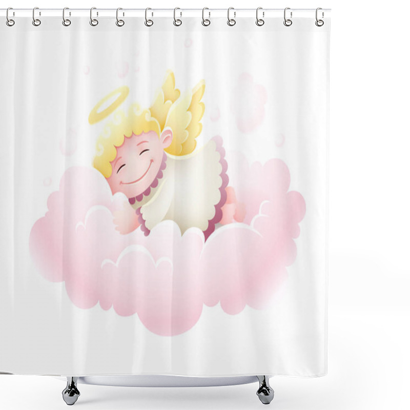 Personality  Angel Cupid Baby Sleeping At Cloud Shower Curtains