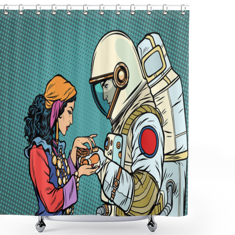 Personality  The Fortune Teller, And An Astronaut. Palmistry By Hand Shower Curtains