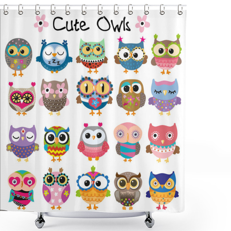 Personality  Set Of Cute Cartoon Owls Shower Curtains