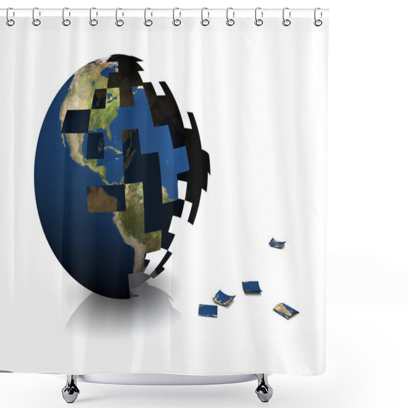 Personality  Earth Construction, 3D Puzzle Shower Curtains