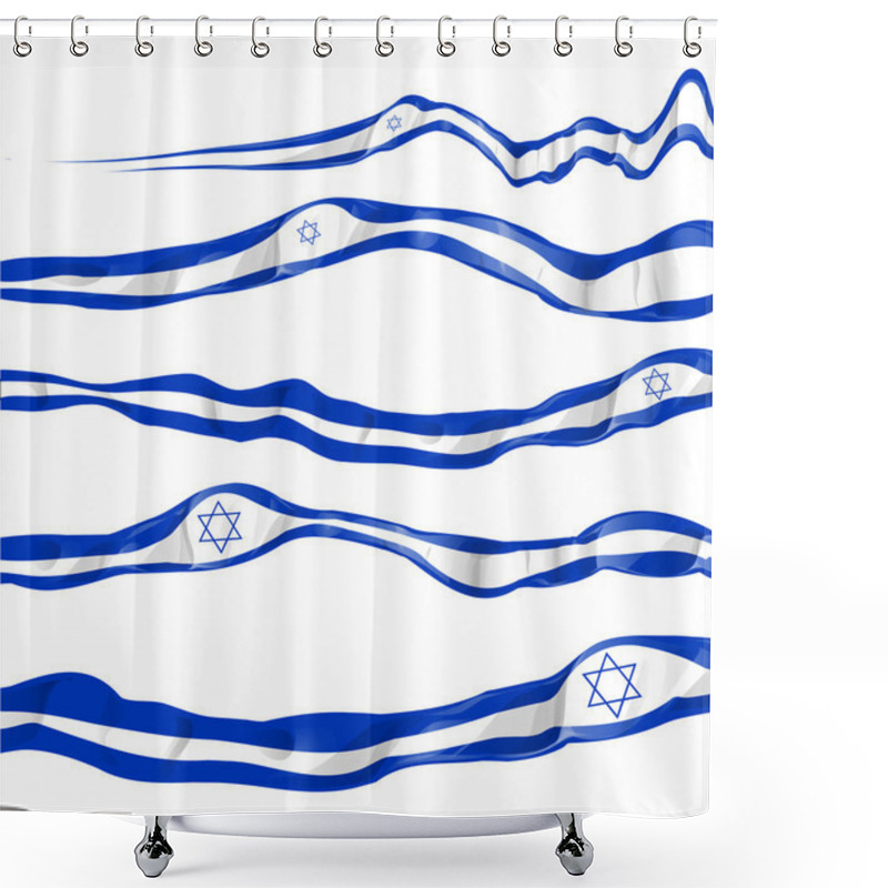 Personality  Israel Flag Set On White Background Shower Curtains