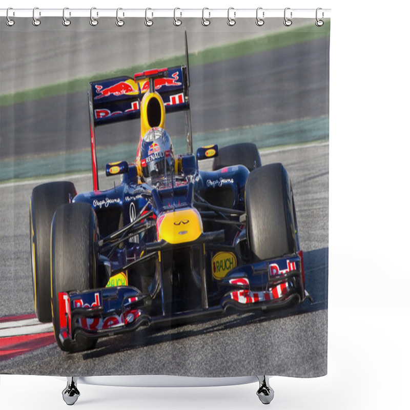 Personality  Sebastian Vettel Of Red Bull F1 Shower Curtains