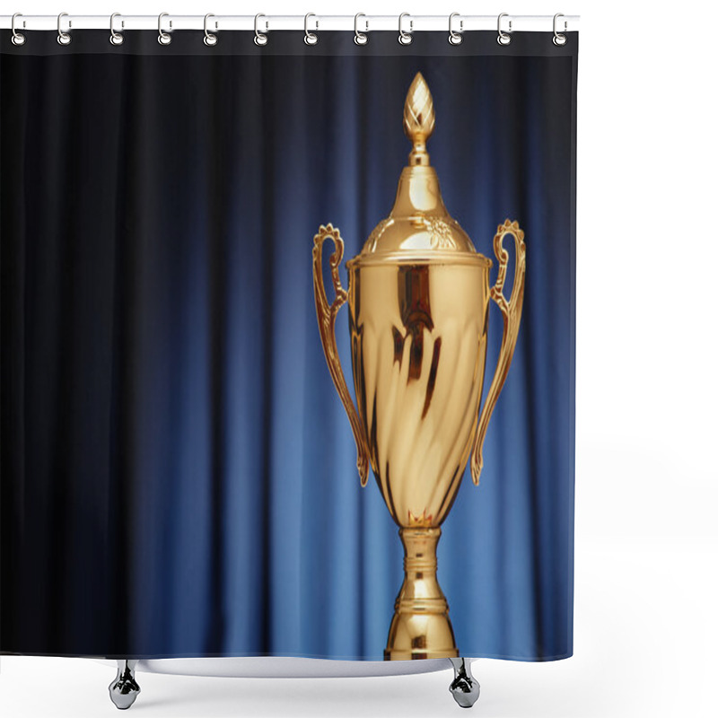 Personality  Gold Cup On Dark Blue Shower Curtains