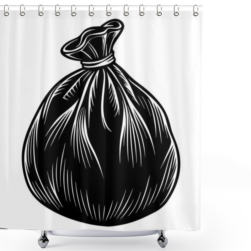 Personality  Clean And Simple Garbage Bag Sketch With Knot Handle Shower Curtains