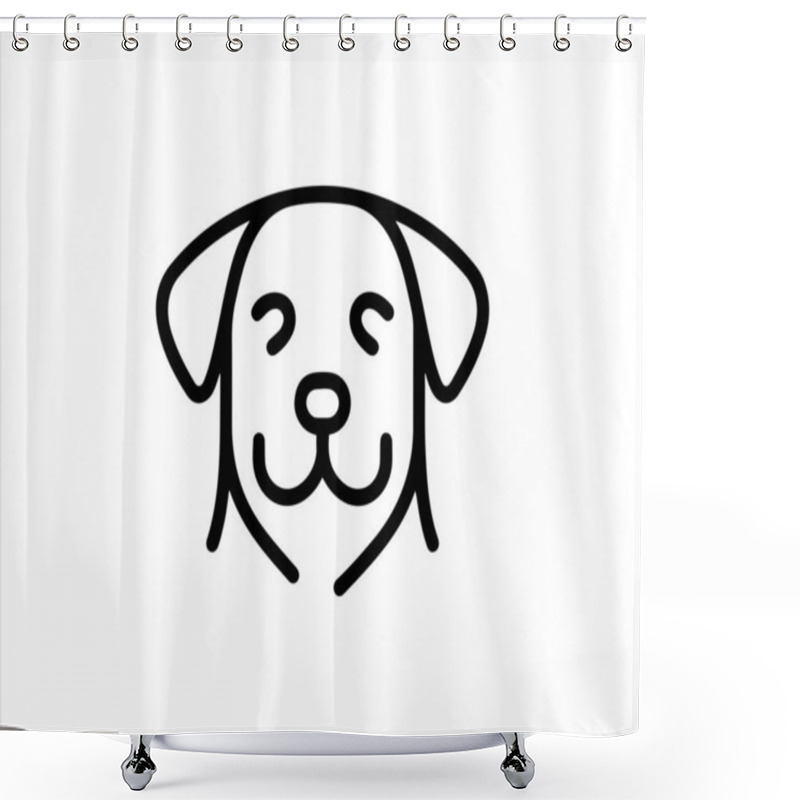 Personality  Minimalist Lines Outline The Dog Logo Design Icon Symbol Vector Illustration. Shower Curtains