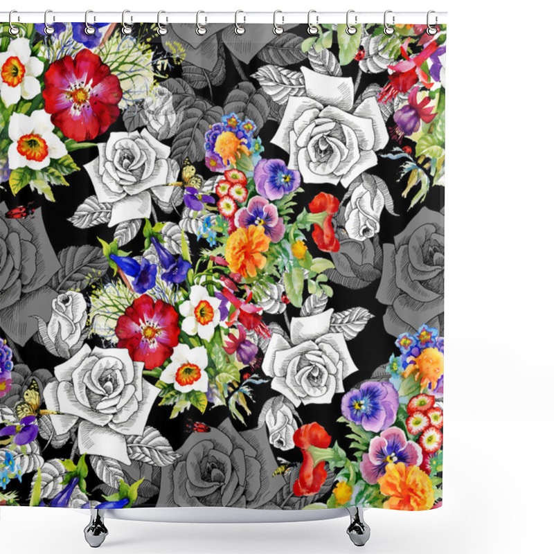 Personality  Floral Seamless Pattern Shower Curtains