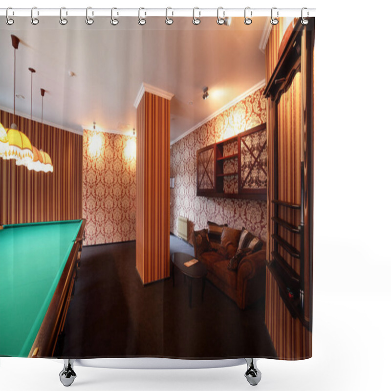 Personality  Interior Of Beautiful And Modern Billiard Shower Curtains