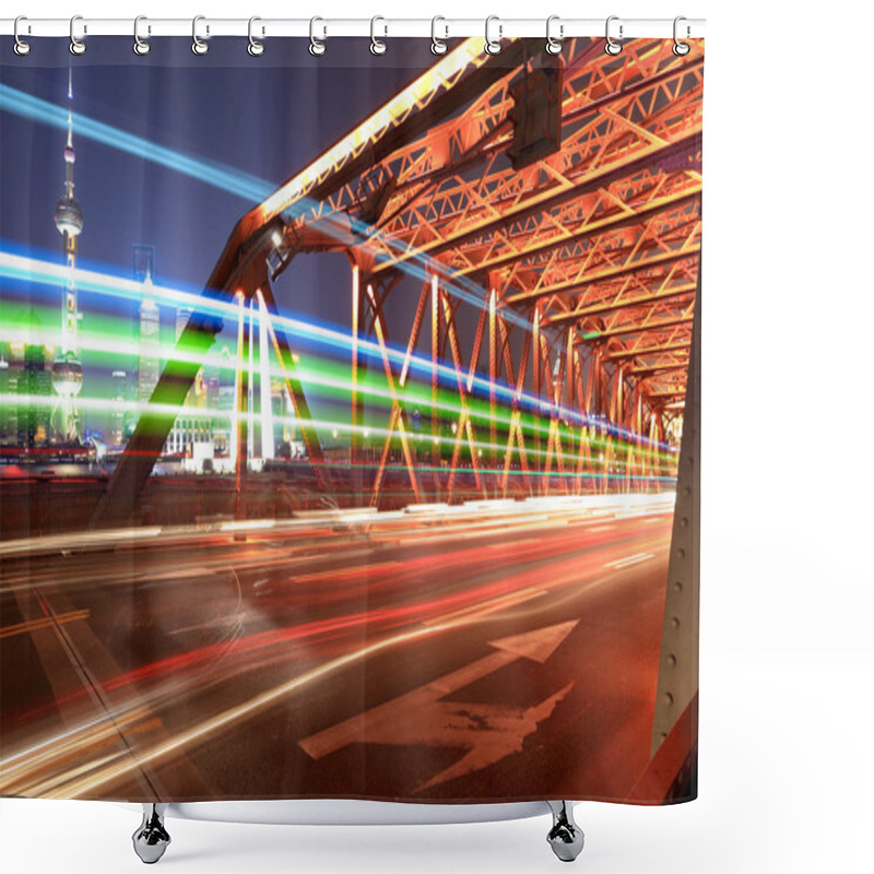 Personality  Light Trails On The Old Bridge In Shanghai Shower Curtains