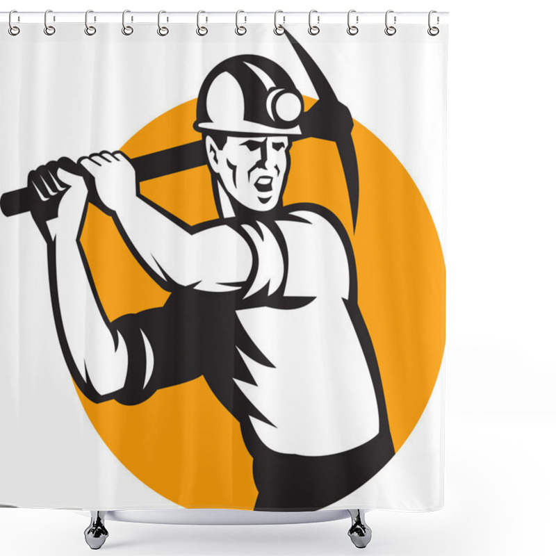 Personality  Coal Miner Working Pick Ax Retro Shower Curtains