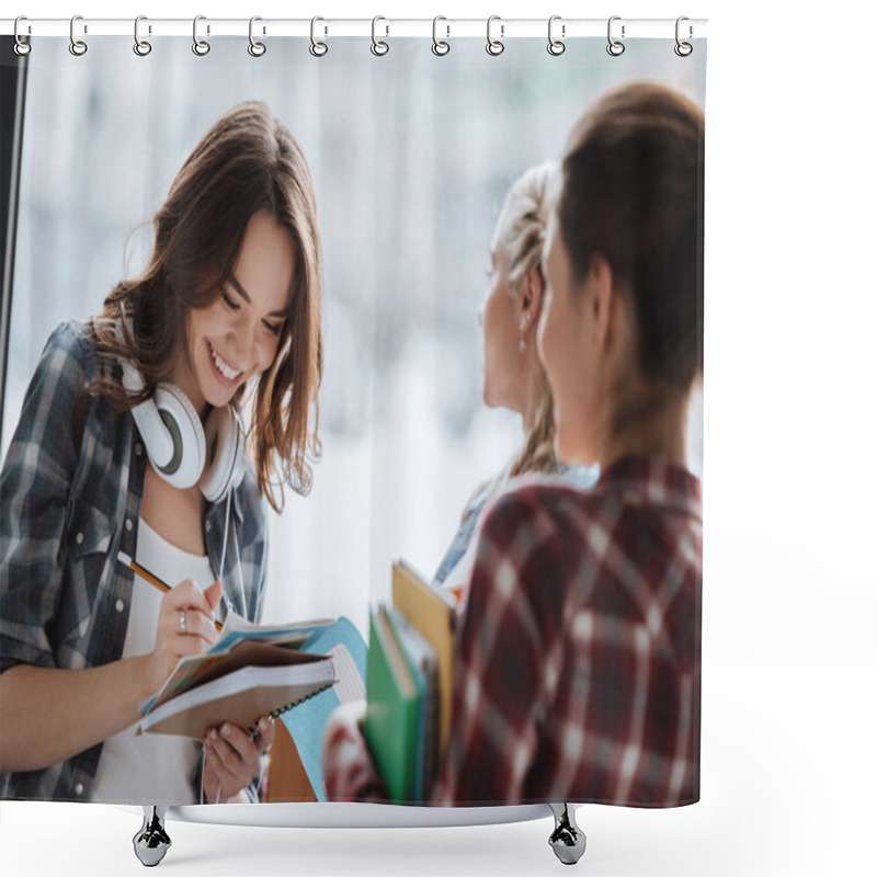 Personality  Young Students With Textbooks  Shower Curtains