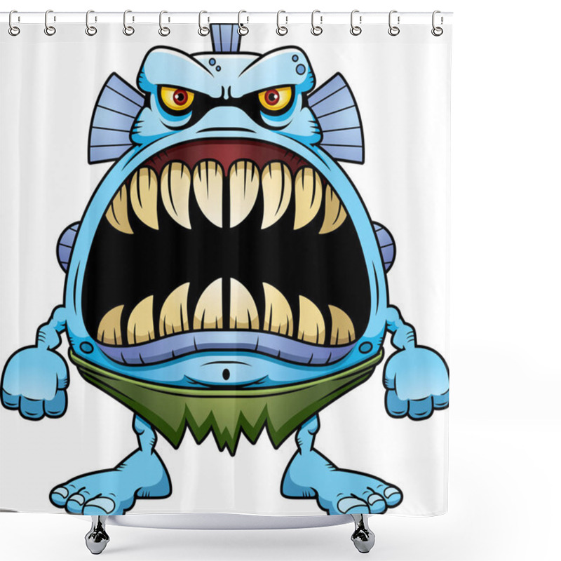 Personality  Angry Cartoon Fish Creature Shower Curtains