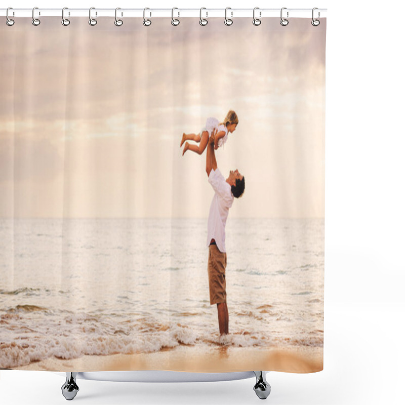 Personality  Father And Daughter Playing Together Shower Curtains