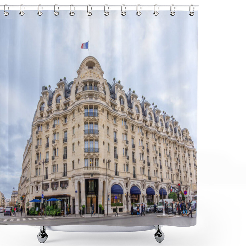 Personality  Paris, France - November 8, 2023: Exterior View Of The Lutetia Hotel. The Lutetia Is A Luxury Art Nouveau Style Hotel Located On Boulevard Raspail In The 6th Arrondissement Of Paris, France Shower Curtains