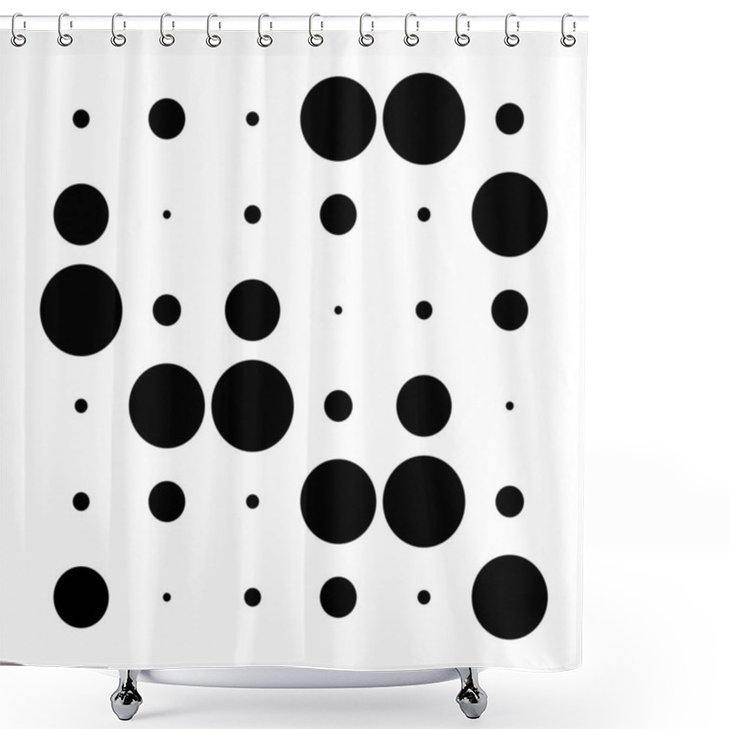 Personality  6x6 Circles Dots Variation Design. Dotted Speckles, Freckles. Circles Grid And Mesh. Vector Illustration Shower Curtains