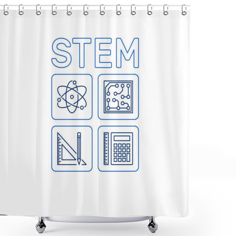 Personality  STEM Word With Icons. Vector Science Outline Illustration Shower Curtains