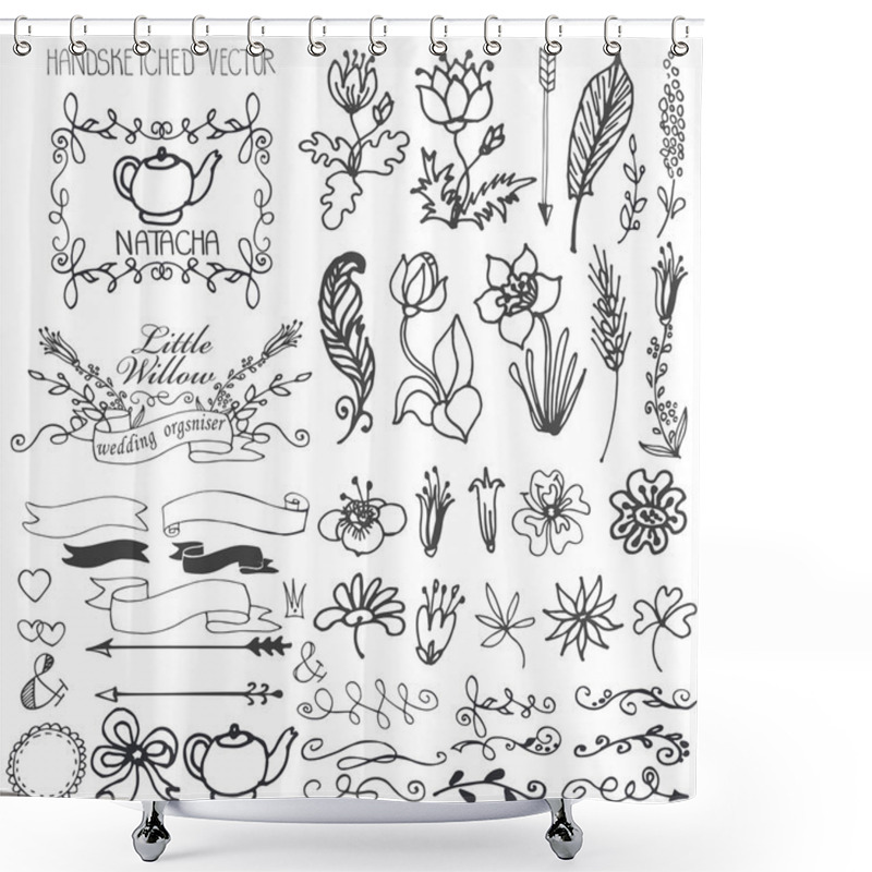 Personality  Doodle Swirls,ribbons,floral Decor Shower Curtains