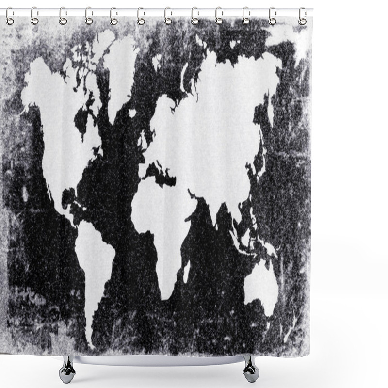 Personality  Old Rusty World Map. World Map Shower Curtains