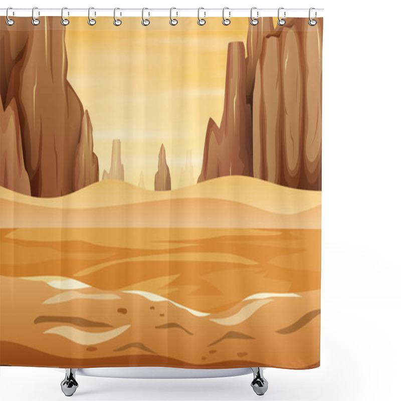 Personality  A Western Desert Landscape With Rock Cliff Mountain Shower Curtains