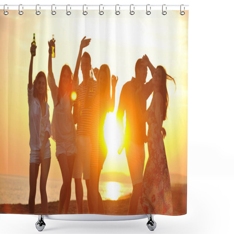 Personality  Group Of Young Enjoy Summer Party At The Beach Shower Curtains