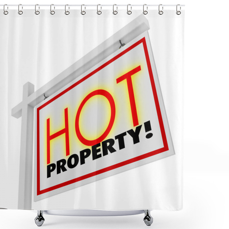 Personality  Hot Property Words On Home Or House For Sale Real Estate Sign Shower Curtains