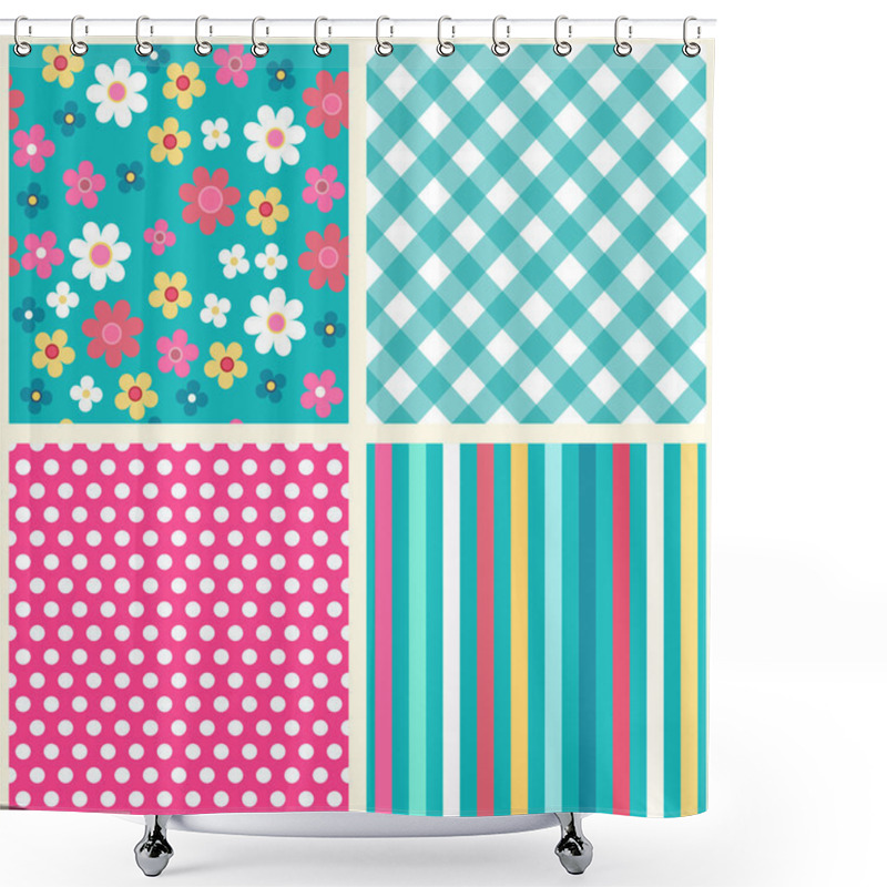 Personality  Set Of Four Retro Seamless Patterns Shower Curtains