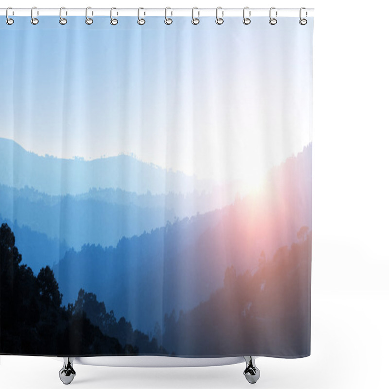 Personality  Serene Landscape Of The Mountains Shower Curtains