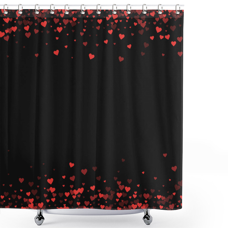 Personality  Red Hearts Confetti Borders On Black Valentine Background Vector Illustration Shower Curtains