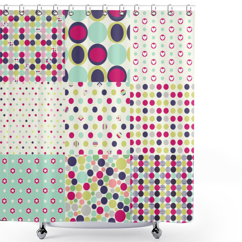 Personality  Seamless Patterns, Polka Dot Set Shower Curtains