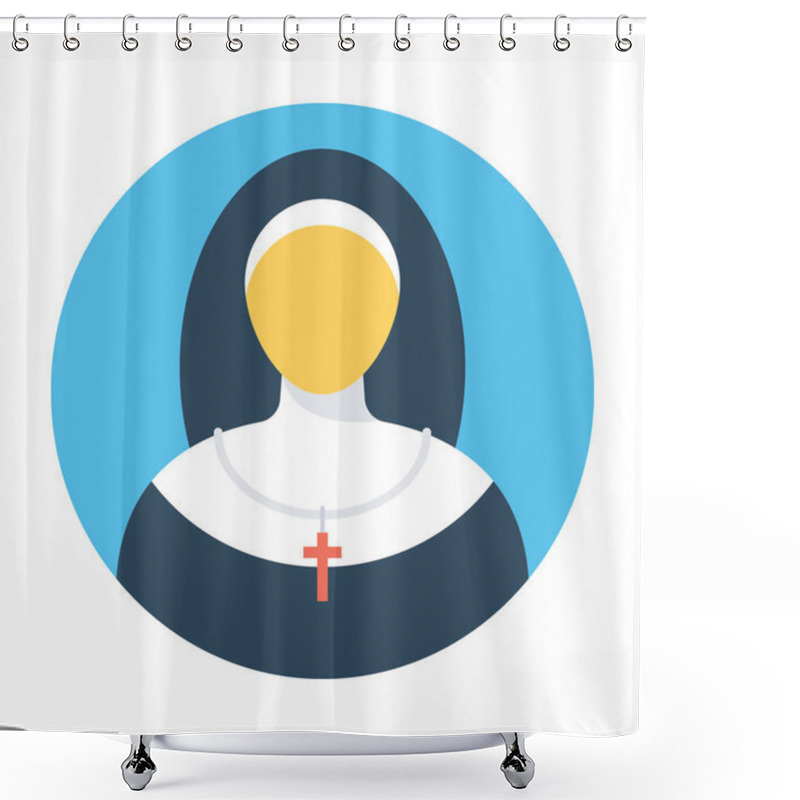 Personality  Nun Flat Vector Icon Shower Curtains