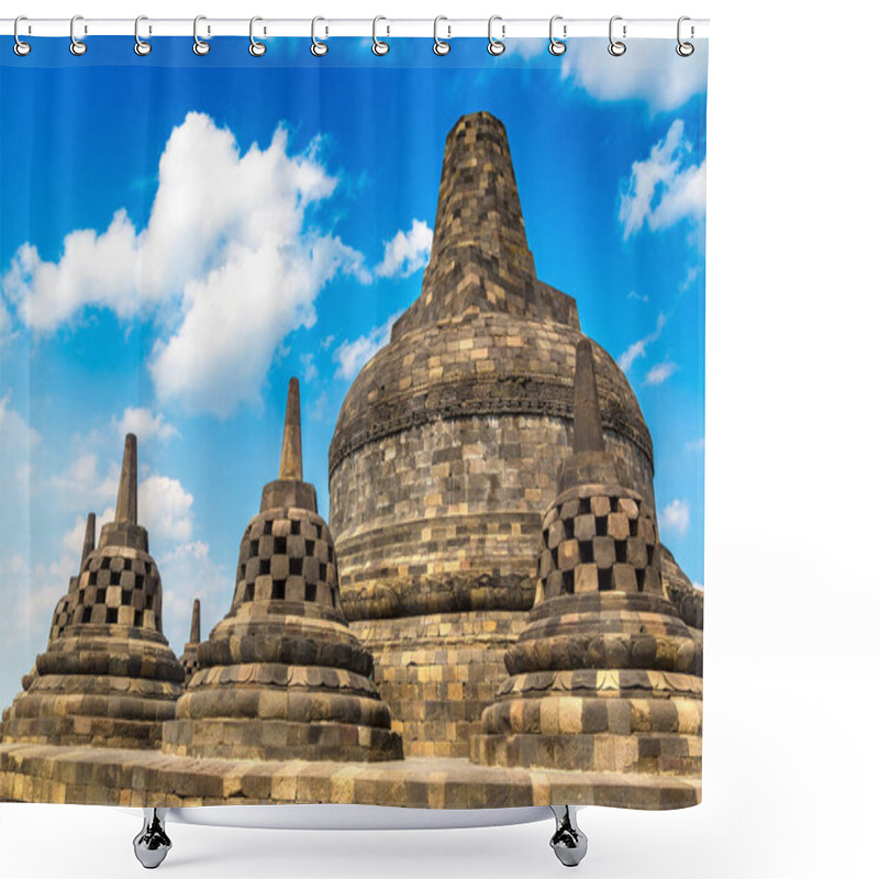 Personality  Buddist Temple Borobudur Near Yogyakarta City, Central Java, Indonesia Shower Curtains