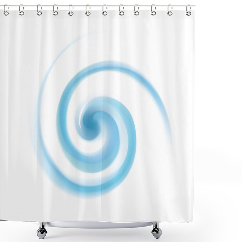 Personality  Vibrant Teal Soft Helix Rotary Vertigo Curvy Twister Moving Spray Bend Eddy Surface. Volute Graphic Light Torsed Gyration Flow Cool Ice. Shiny Pure Bright Turquoise Color Curly Center Space For Text Shower Curtains